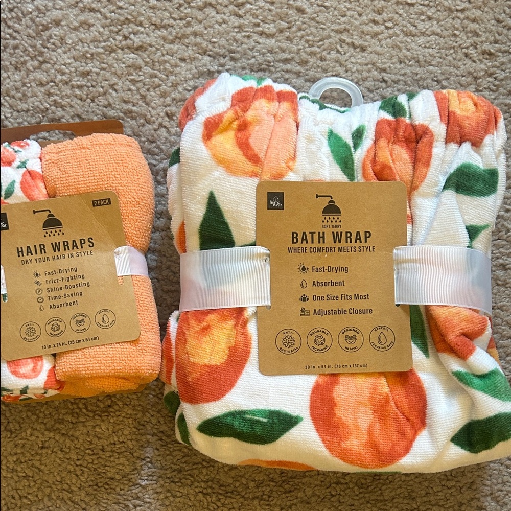 Floral Bath Wrap and Hair Wrap Set